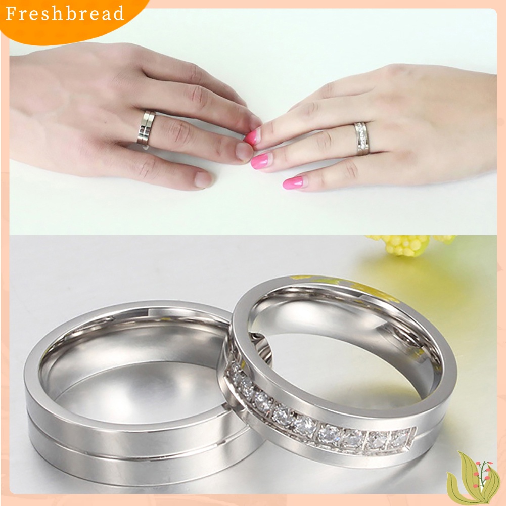 &lt; Freshbread &gt; Pasangan Kekasih Cincin Fashion Berlian Imitasi Bertatahkan Pesta Band Pertunangan Perhiasan Hadiah