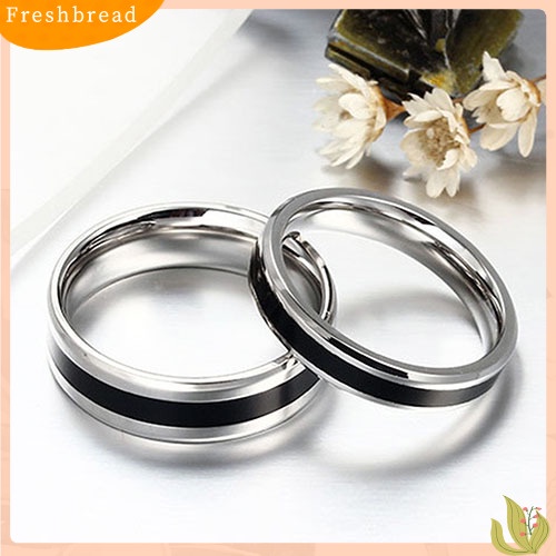 &lt; Freshbread &gt; Cincin Band Hitam Pria Wanita Titanium Anti Karat Fashion Perhiasan Hadiah Kekasih