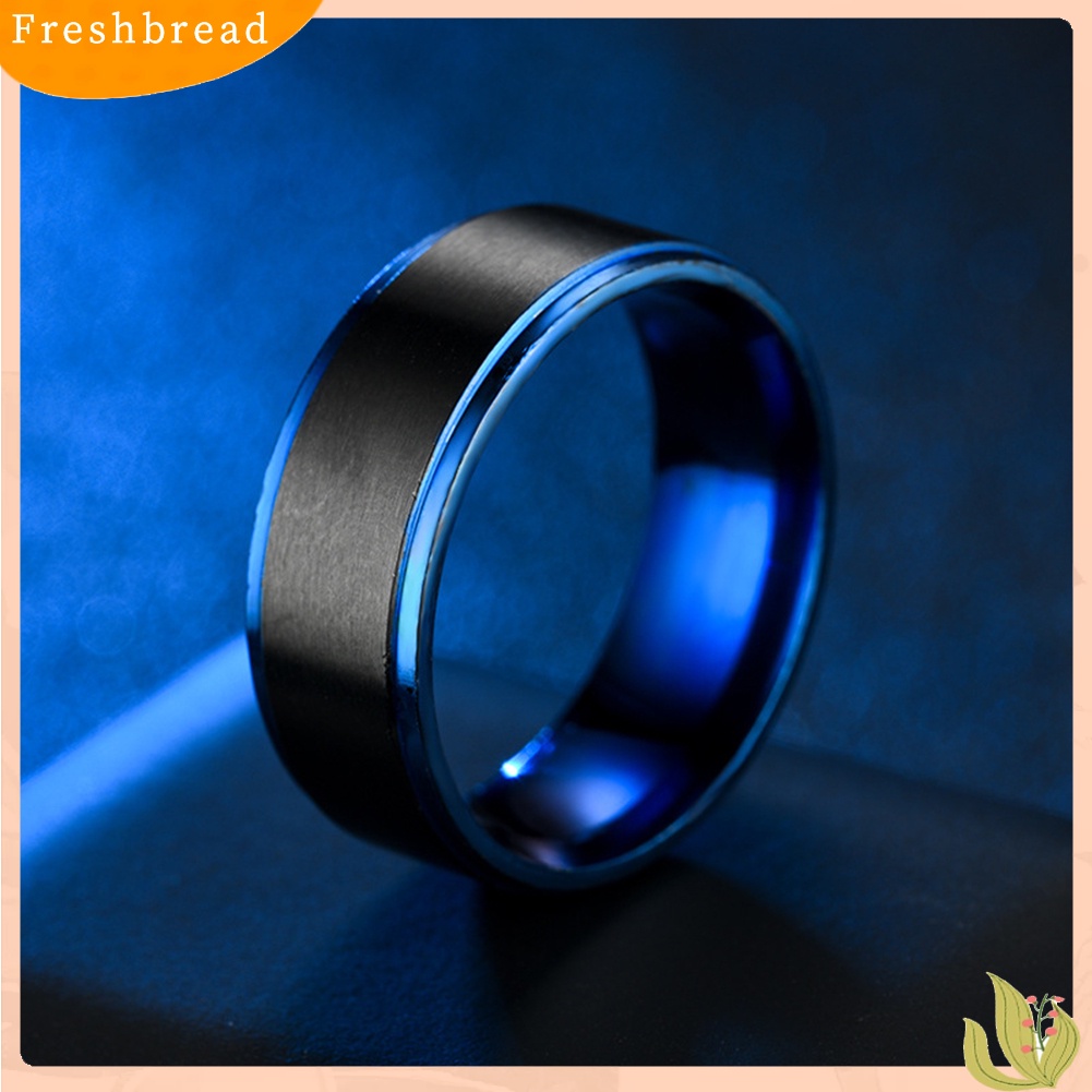 &lt; Freshbread &gt; Fashion Pria Dual Color Stainless Steel Band Cincin Jari Perhiasan Hadiah Ulang Tahun