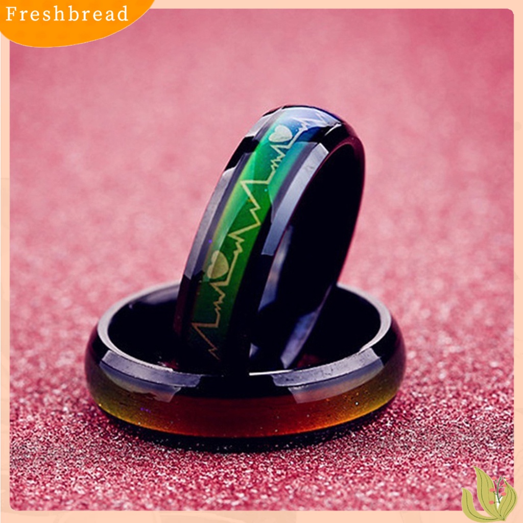 &lt; Freshbread &gt; Cincin Motif Print Cincin Pasangan Bulat Unisex Bahan Stainless Steel Gaya Untuk Pacaran