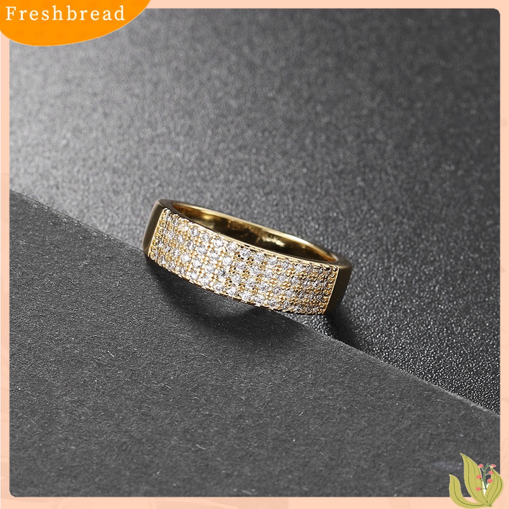 &lt; Freshbread &gt; Wanita Cincin High-end Stainless Indah Antikarat Kokoh Tidak Luntur Berlian Imitasi Mengkilap Permukaan Halus Colorfast Lady Finger Ring Hadiah