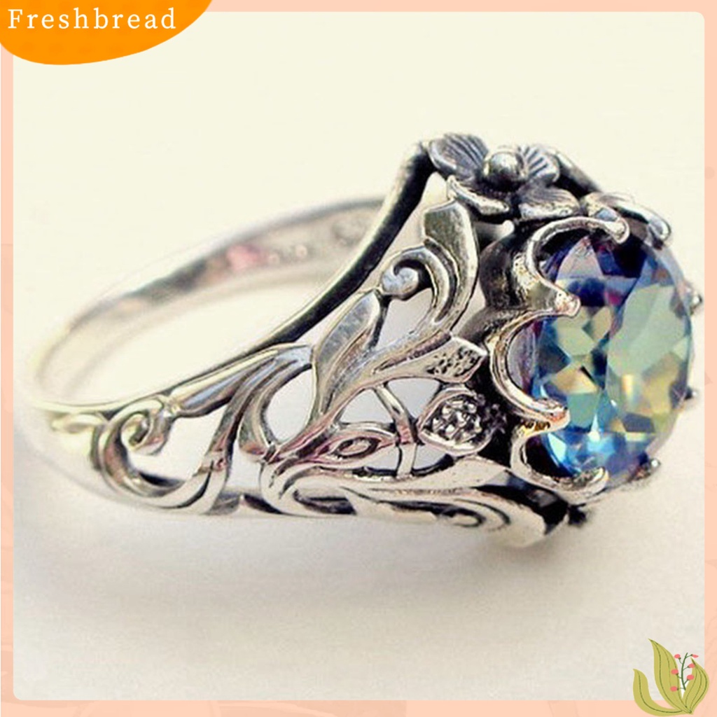 &lt; Freshbread &gt; Unisex Cincin Berongga Keluar Permata Imitasi Pria Wanita Vintage Ukiran Jari Cincin Hadiah Hari Kasih Sayang