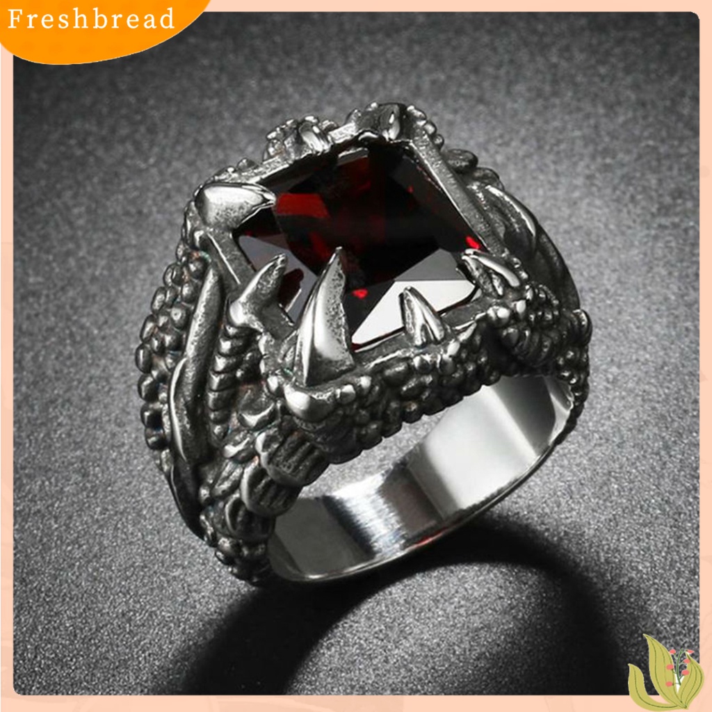 < Freshbread > Pria Vintage Naga Bentuk Cakar Cubic Zirconia Hias Cincin Pesta Prop Perhiasan