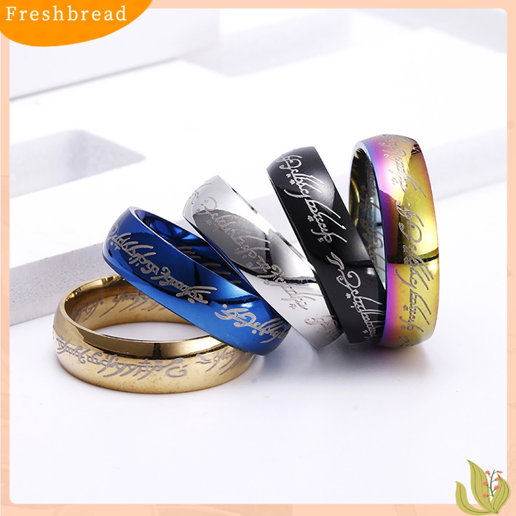 &lt; Freshbread &gt; Cincin Kawin Motif Huruf Hias Titanium Steel Pria Dan Wanita Band Finger Ring Untuk Pesta