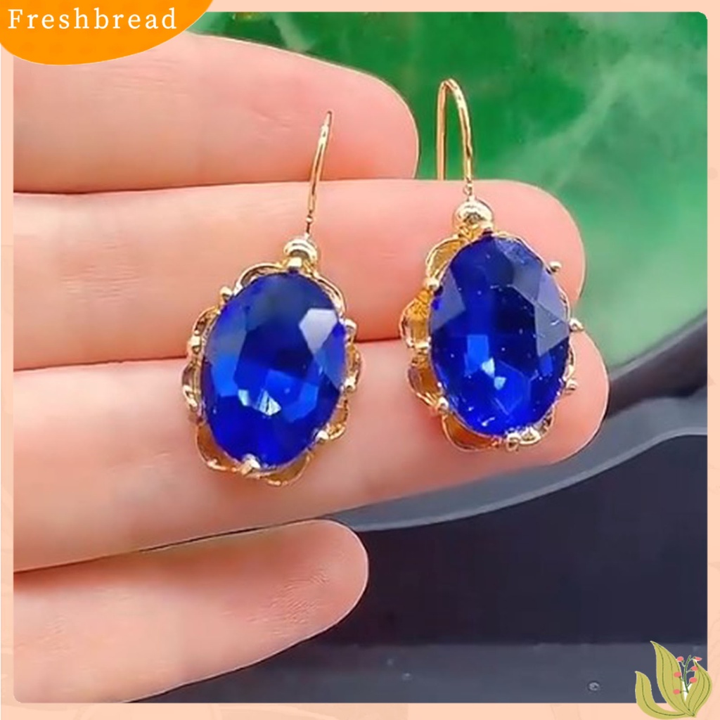 &lt; Freshbread &gt; 1pasang Anting Hoop Shiny Besar Berlian Imitasi Perhiasan Temperamen Tahan Lama Menjuntai Anting Hadiah Ulang Tahun