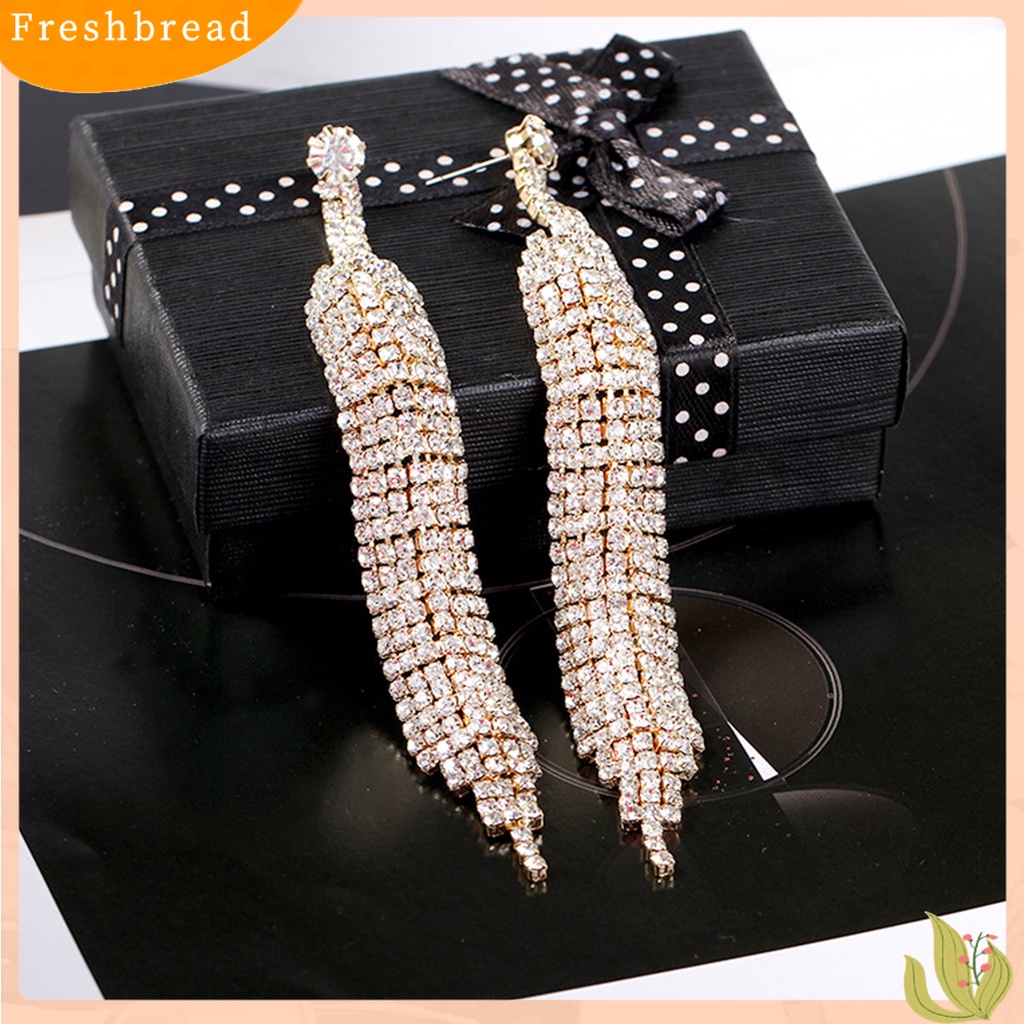 &lt; Freshbread &gt; Menjuntai Anting Rumbai Panjang Hias Temperamen Mewah Perhiasan Hadiah Aksesori Fashion Wanita Berlian Imitasi Mengkilap Pesta Drop Earrings Untuk Pacaran