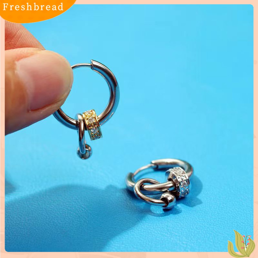 &lt; Freshbread &gt; 1pasang Ear Studs Multi-layers Cincin Punk Hip Hop Kepribadian Hadiah Baja Titanium Keren Sederhana Pria Anting Perhiasan Fashion