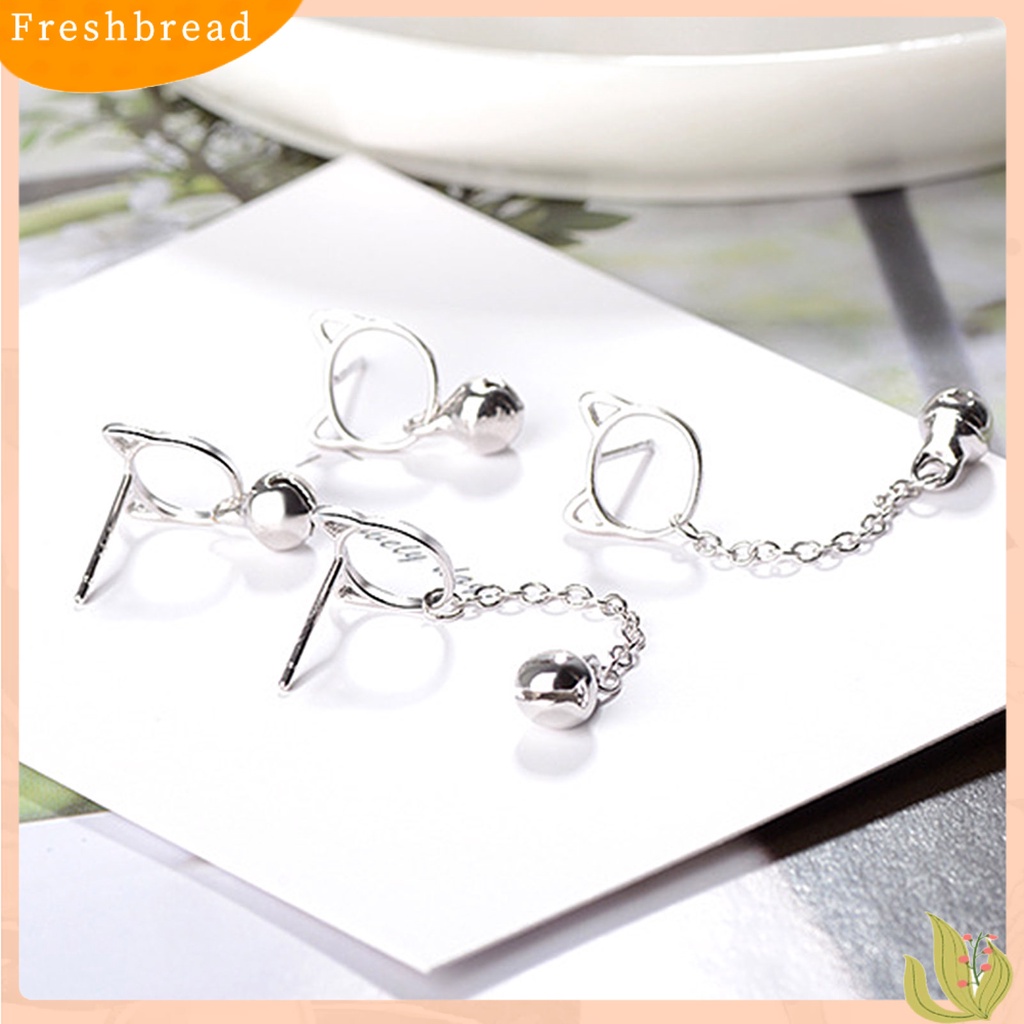 &lt; Freshbread &gt; 1pasang Piercing Ear Stud Anting Tusuk Tema Kucing Hias Tembaga Untuk Pesta