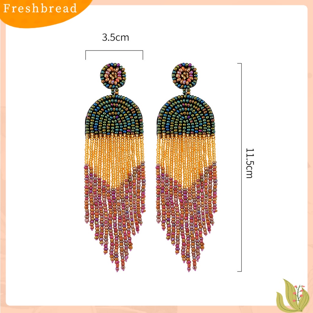 &lt; Freshbread &gt; 1pasang Anting Tusuk Manik-Manik Warna-Warni Jumbai Perhiasan Vintage Manik-Manik Menjuntai Anting Untuk Pacaran