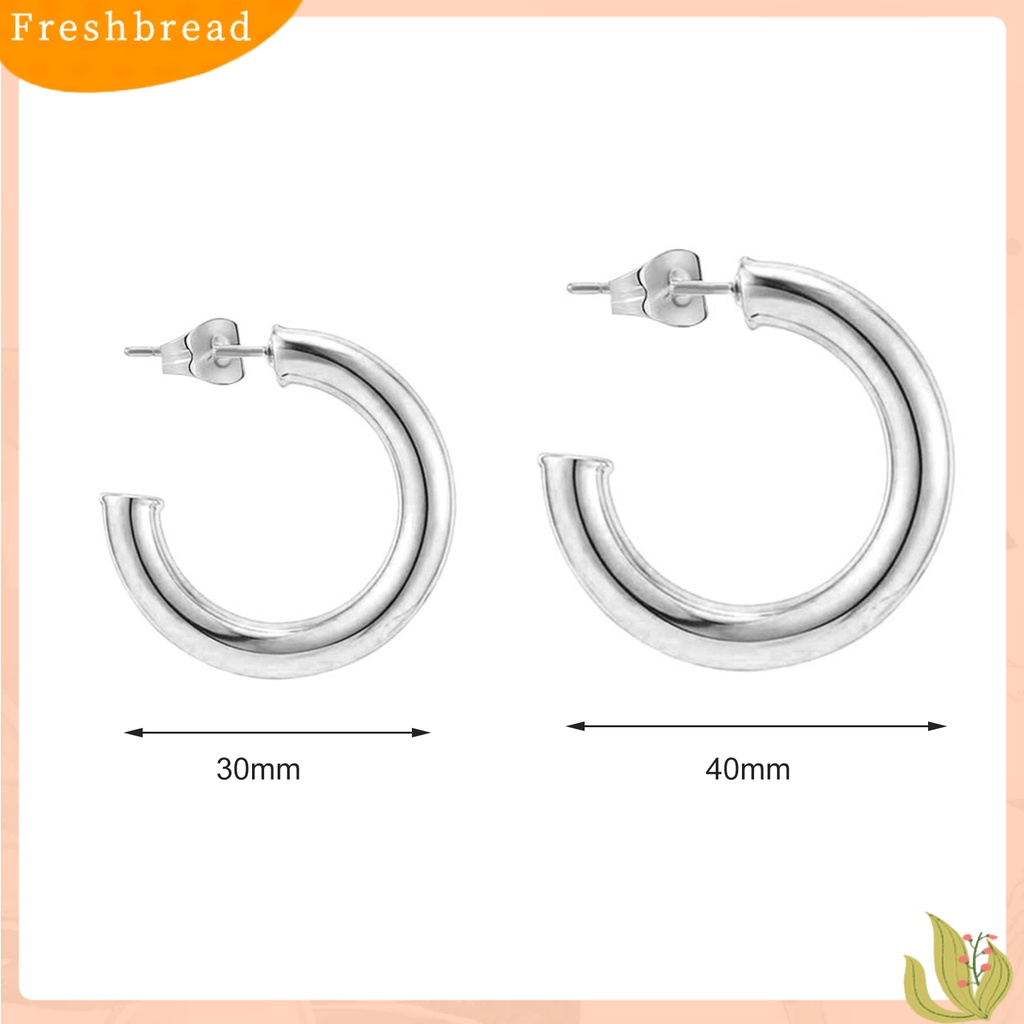 &lt; Freshbread &gt; 1pasang Anting Hoop Terbuka Berlebihan Minimalis Hypoallergenic High Gloss Dipoles Perhiasan Fashion Tembaga Berlapis Emas Anting Geometris Berbentuk C Untuk Pacaran