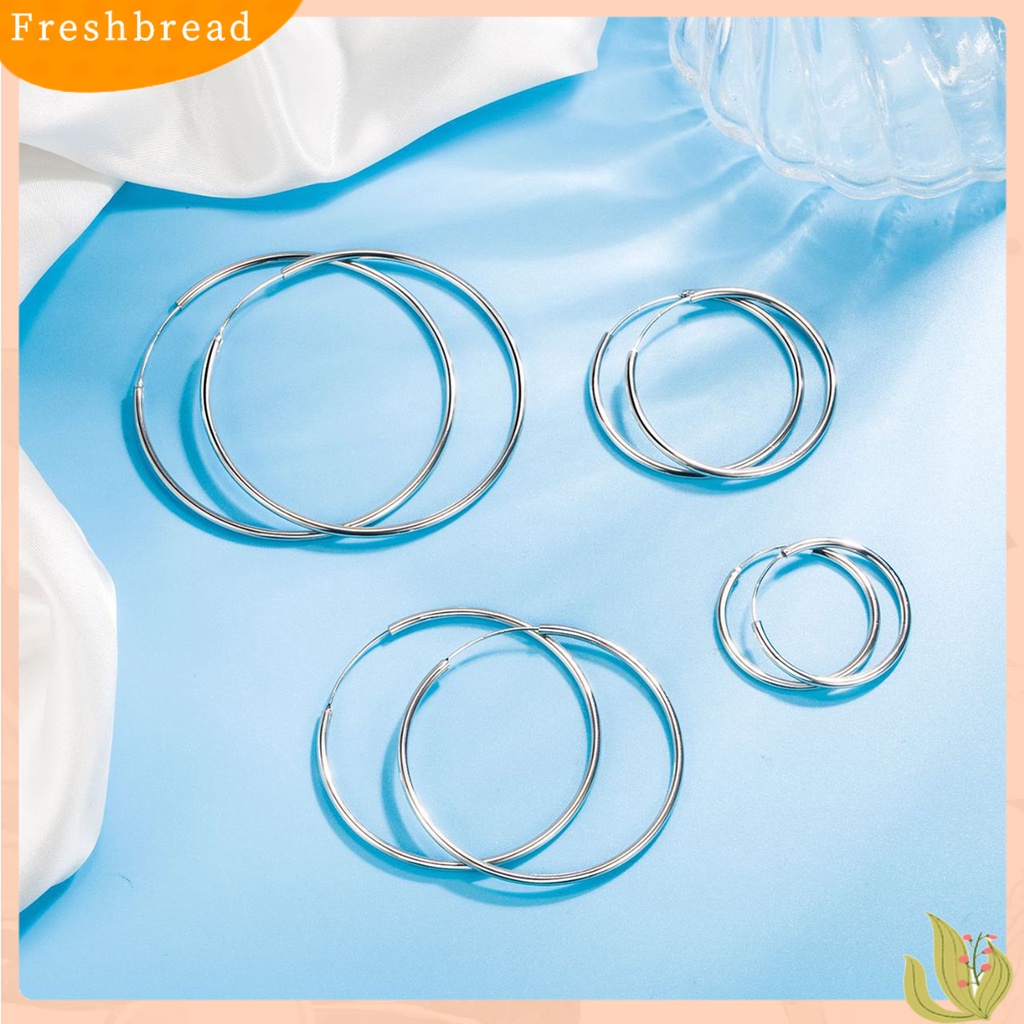 &lt; Freshbread &gt; 1pasang Cincin Telinga Elegan Menawan Berlebihan Permukaan Halus Lingkaran Besar Pengerjaan Halus Geometris Oversized Anting Hoop Besar Untuk Pacaran