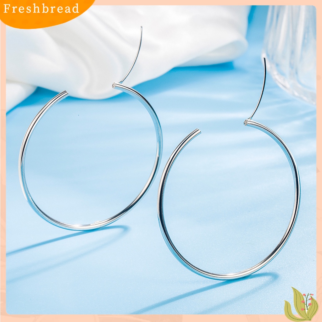 &lt; Freshbread &gt; 1pasang Cincin Telinga Elegan Menawan Berlebihan Permukaan Halus Lingkaran Besar Pengerjaan Halus Geometris Oversized Anting Hoop Besar Untuk Pacaran