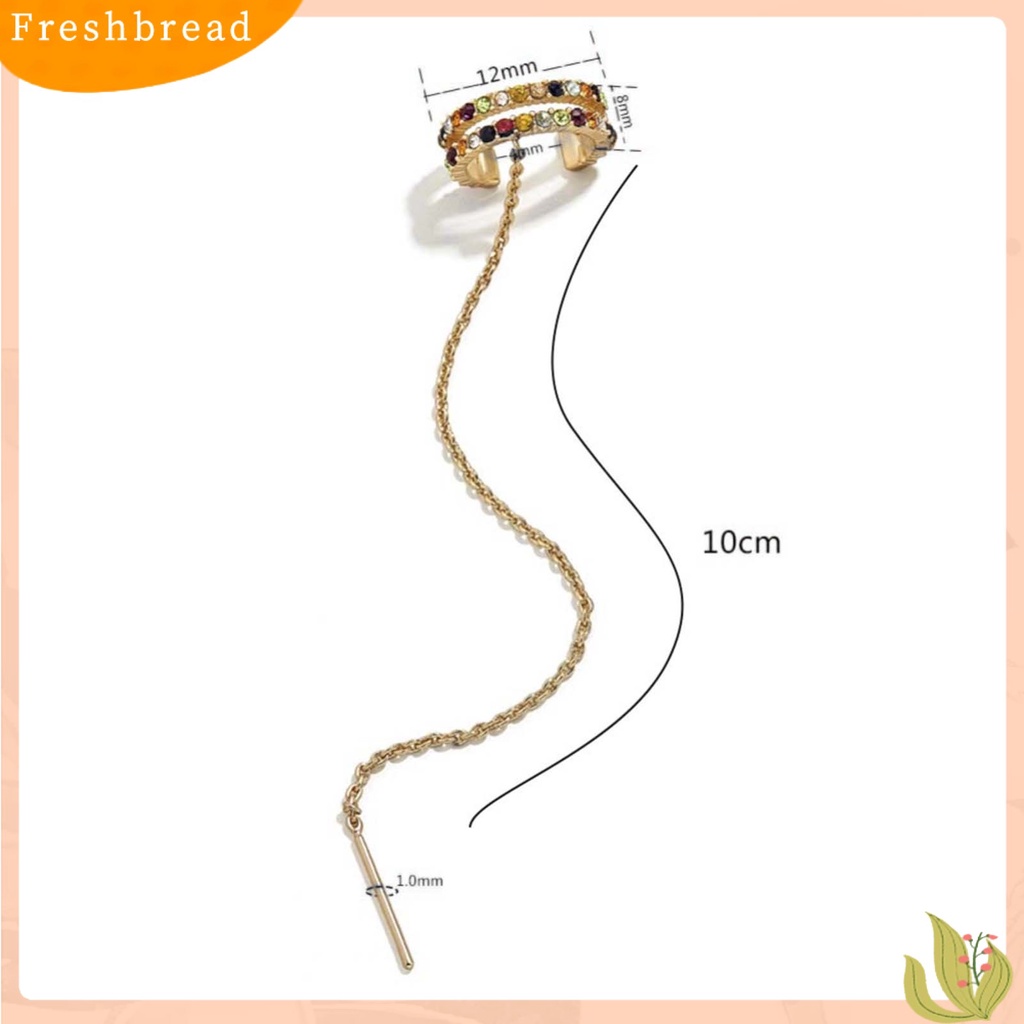 &lt; Freshbread &gt; Anting Kait Gaya Berlian Imitasi Desain Alloy Wanita Anting Linear Untuk Pesta