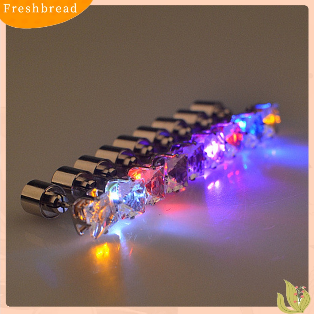 &lt; Freshbread &gt; 1Pc Anting Tusuk Wanita Cubic Zirconia LED Female Square Luminous Stud Earrings Untuk Pesta