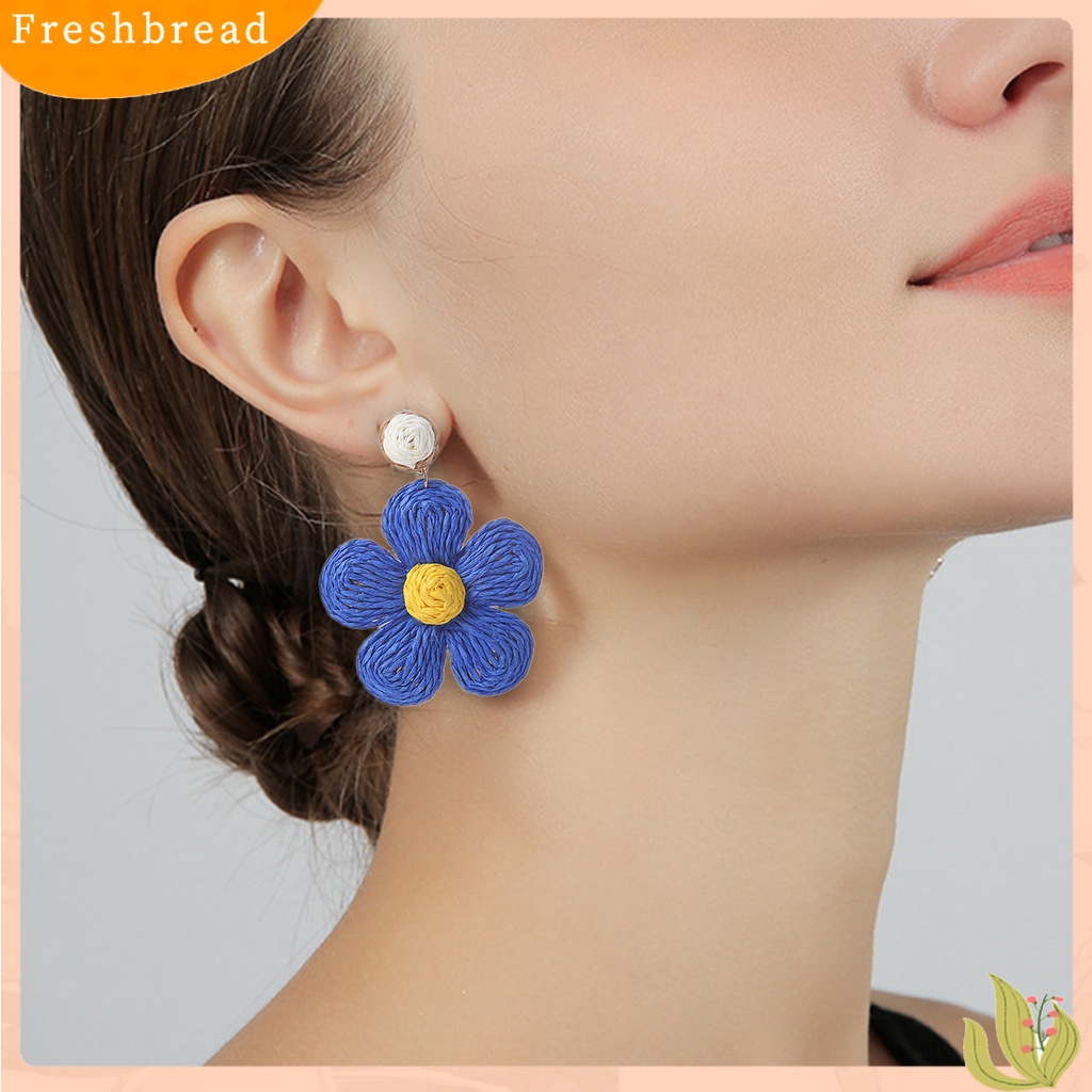 &lt; Freshbread &gt; 1pasang Anting Wanita Bunga Warna Cerah Perhiasan Gaya Liburan Floral Drop Earrings Untuk Pantai