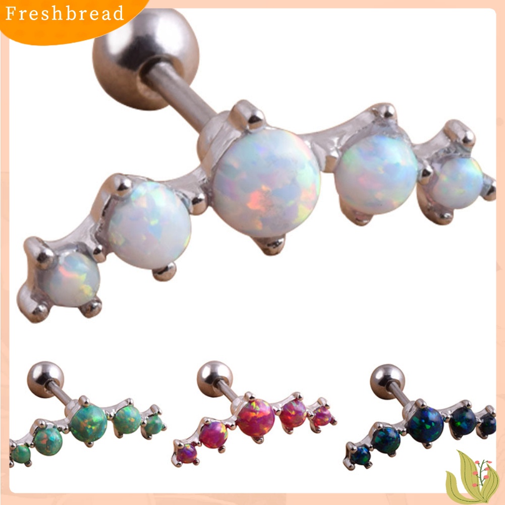 &lt; Freshbread &gt; 1Pc Wanita Faux Opal Cartilage Ear Stud Earrings Helix Tragus Piercing Perhiasan