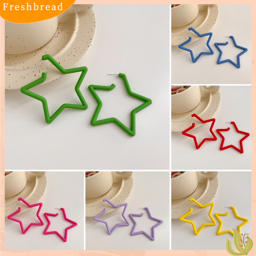 &lt; Freshbread &gt; Wanita Anting Warna Solid Berlebihan Hip Hop Bintang Besar Kokoh Menjuntai Anting-Anting Perhiasan Perempuan