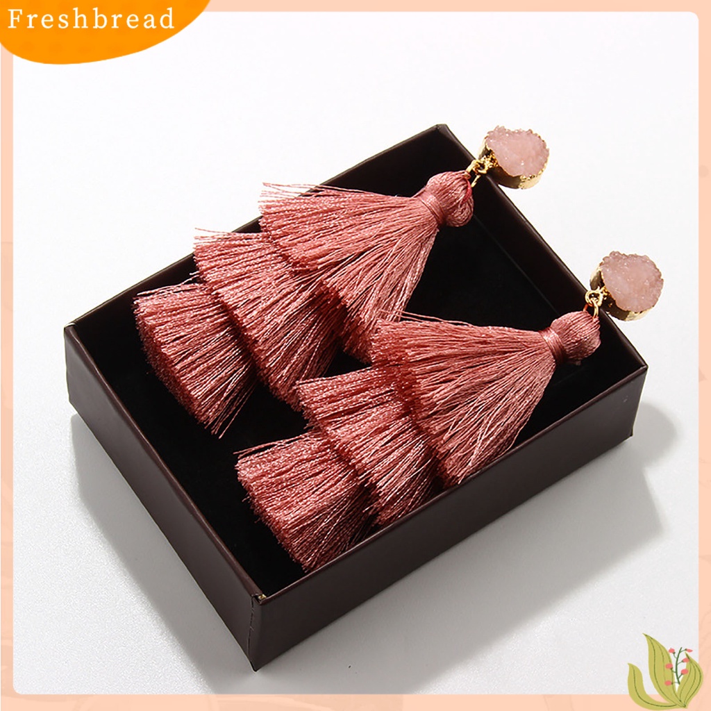 < Freshbread > 1pasang Anting Fashion Tiga Lapis Rumbai Wanita Menjuntai Anting Untuk Hadiah