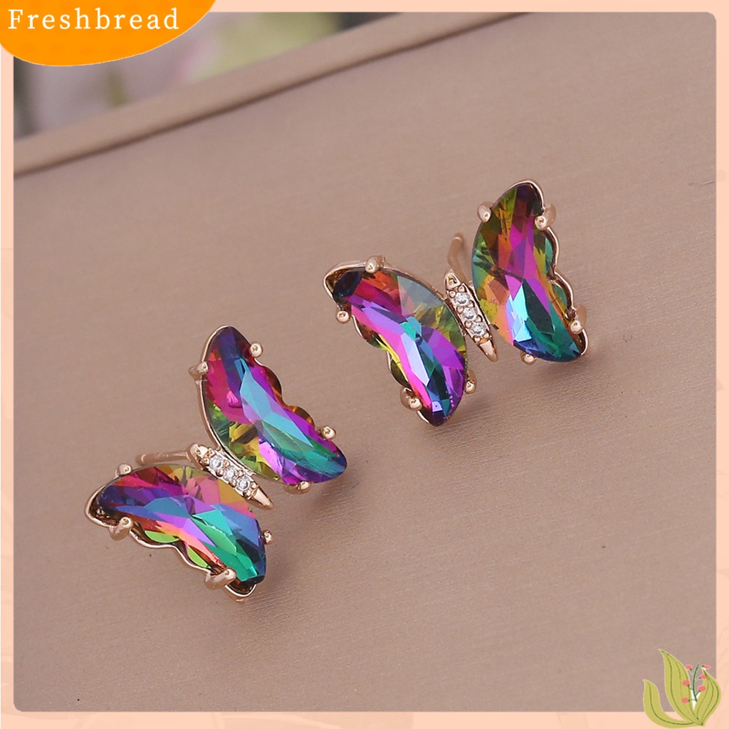 &lt; Freshbread &gt; 1pasang Anting Tusuk Warna Gradasi Bentuk Kupu-Kupu Perhiasan Giwang Telinga Manis Tahan Lama Untuk Pakaian Sehari-Hari