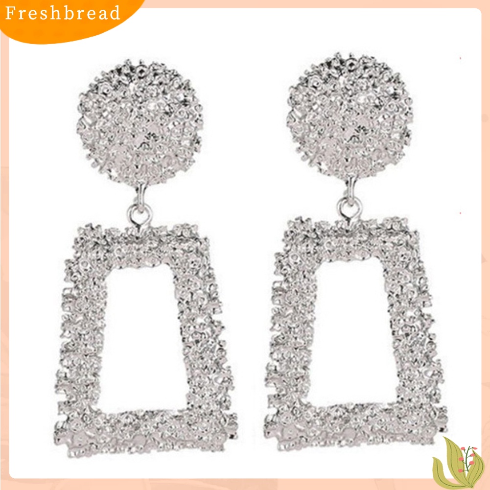 &lt; Freshbread &gt; Wanita Fashion Geometris Trapesium Panjang Berongga Drop Anting-Anting Pernyataan Perhiasan