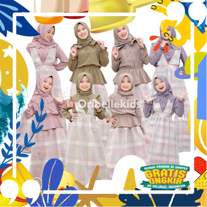 CLARA BY ORIBELLE Oribellekids/Baju Overall Anak Perempuan Katun / oribelle Overal Set /Pakaian Anak