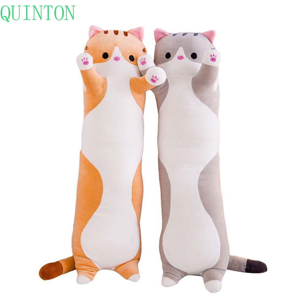 QUINTON kawaii Long Cat Pillow Gift for Kids Girl Stuffed Toys Plush Toy Cute Hug Doll Home Decor Stuffed Animal Cotton Doll Soft Sleeping Pillow/Multicolor