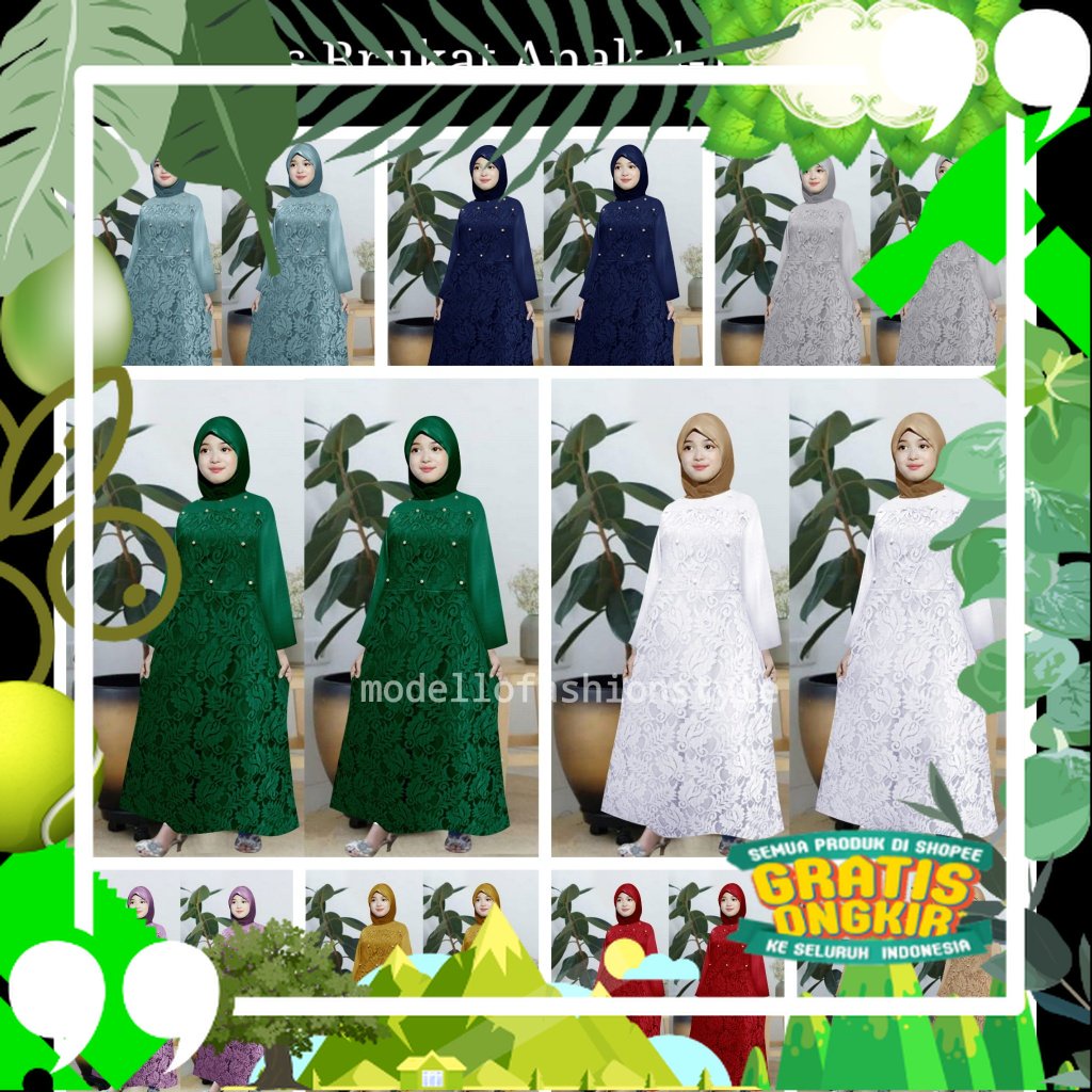 AURORA KIDS-DRESS GAMIS ANAK WANITA PEREMPUAN MUSLIM BRUKAT IMPORT 4 5 6 7 8 9 10 11 12 13 TAHUN LEB