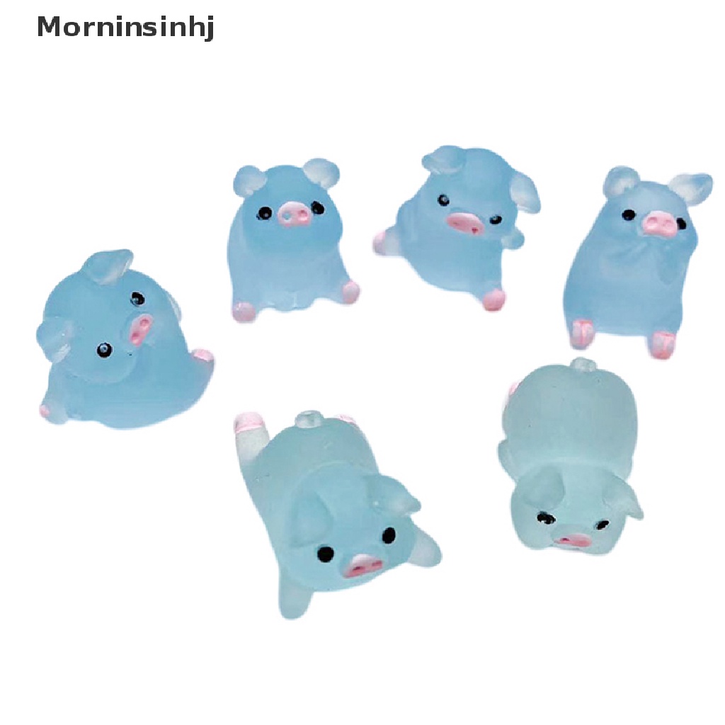 Mornin 1/5pcs Mini Resin Luminous Piggy Dekorasi Dashboard Mobil Home Decor DIY Ornamen Aksesoris id