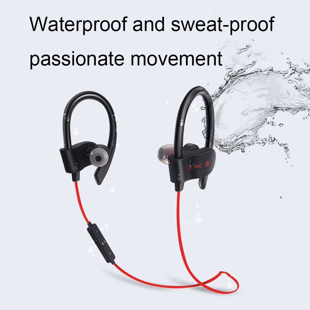 Earphone Olahraga Fitness Sweat Proof Bluetooth Earphone Earphone Dengan Mikrofon Panggilan Jarak Jauh Earphone Nirkabel