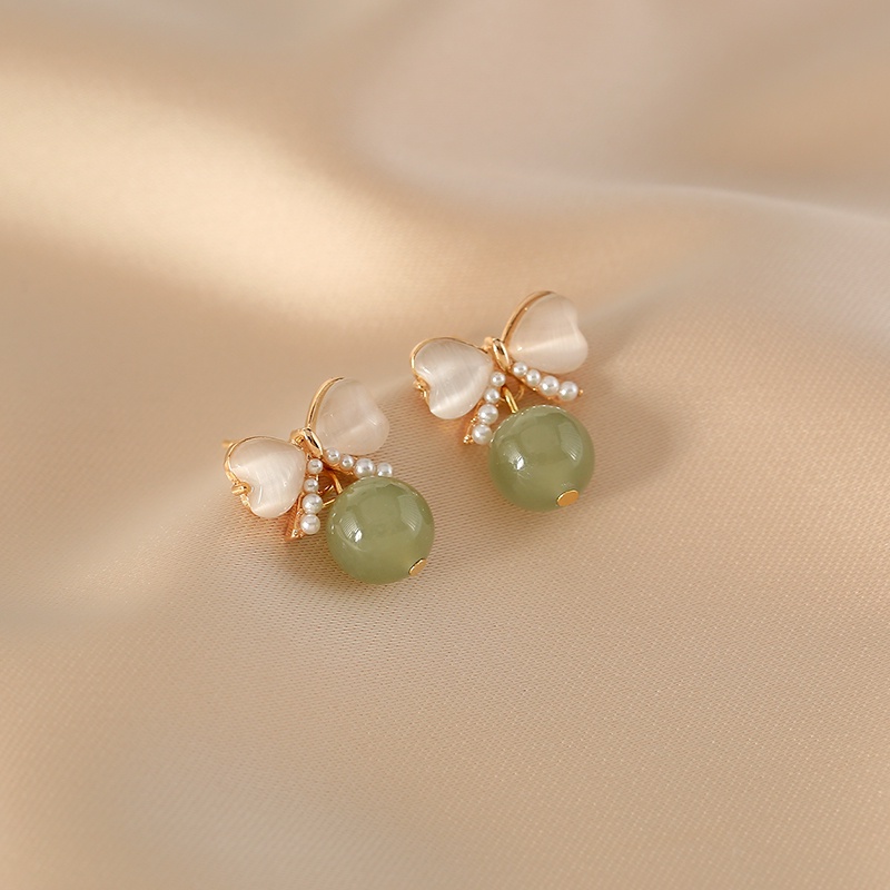 Ikatan Simpul Opal Batu Telinga Studs Wanita Ins Segar Kelas Tinggi Elegan Anting Fashion Earring Hadiah