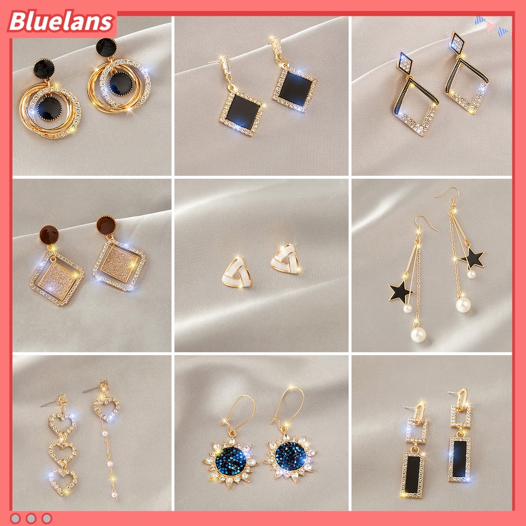 {In Stock} 1pasang Anting Menjuntai Hati Berlian Imitasi Perhiasan Gaya Korea Mutiara Imitasi Stud Earrings Hadiah Ulang Tahun