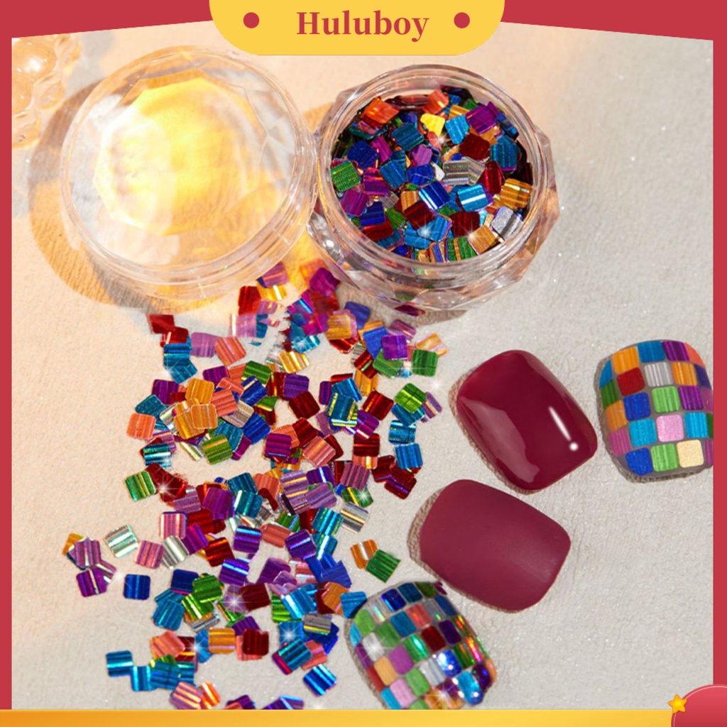 {In Stock} Hiasan Nail Art Tempel Bersinar Mudah Indah Kreatif Hidup DIY Ringan Splicing Persegi Panjang Multicolor Nail Sequin Untuk Wanita