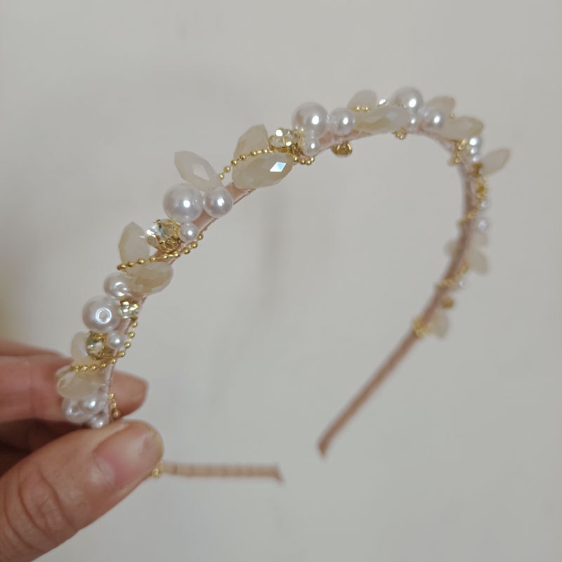 Musim Panas Retro Mutiara Putri Bando Hiasan Kepala Headband Aksesori Rambut