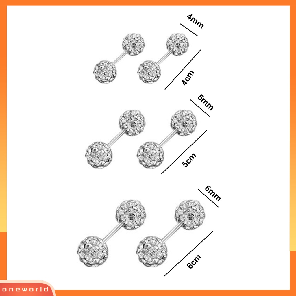 [OWR] 1pasang Ear Studs4Per5/6mm Kepala Ganda Sekrup Belakang Hypoallergenic Kecil Shiny Cubic Zirconia Women Earrings Fashion Jewelry