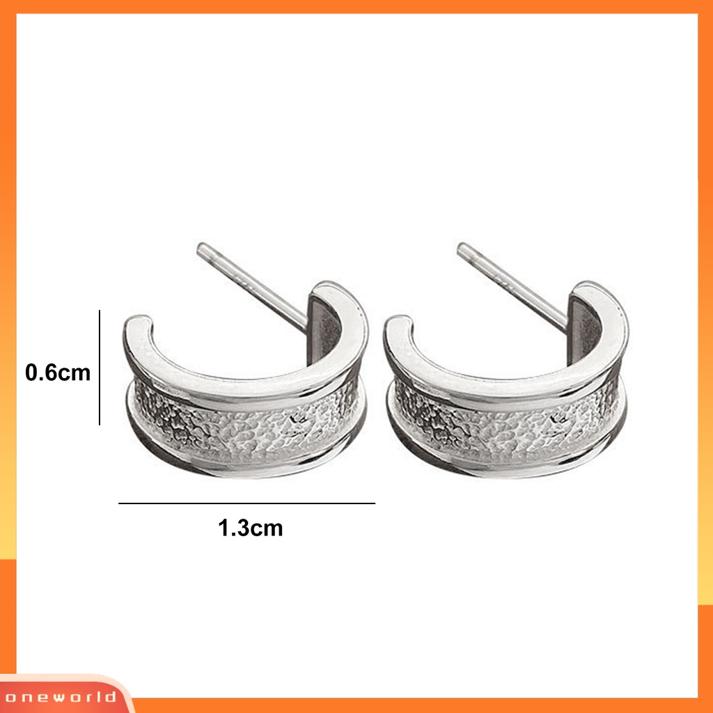 [OWR] 1pasang Anting Pejantan Geometris Berbentuk Busur Tekstur Permukaan Temperamen Tahan Luntur Dekorasi Hypoallergenic Berbentuk C Tindik Wanita Anting-Anting Perhiasan Aksesori