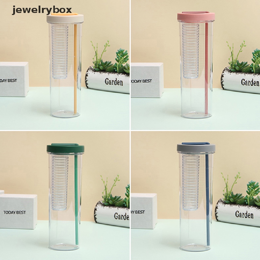 [jewelrybox] Botol Air Filter Buah Buahan Plastik 750ml Dengan Sedotan Gelas Air Sekolah Butik