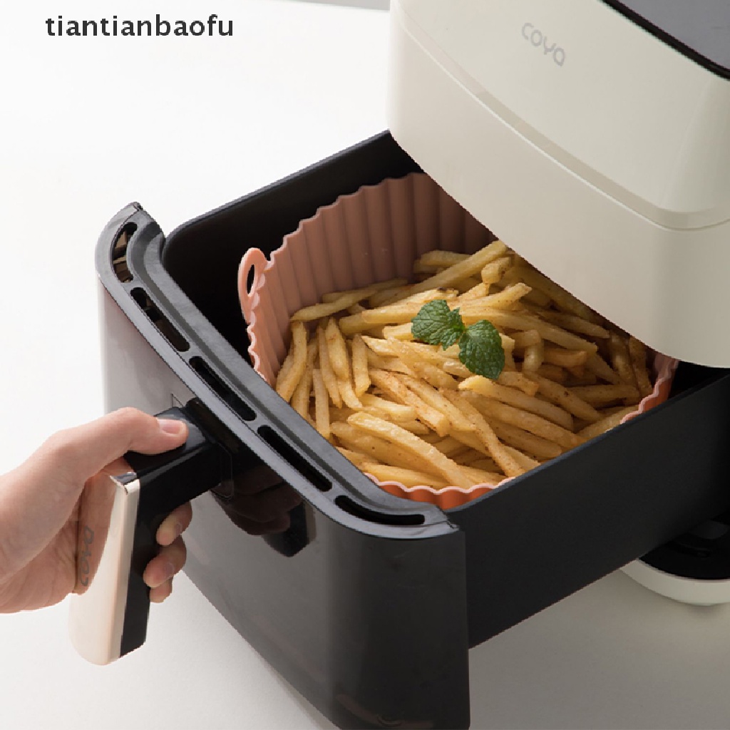 [tiantianbaofu] Silikon Air Fryer Pot Keranjang Liners Anti Lengket Aman Oven Baking Tray Aksesoris Butik