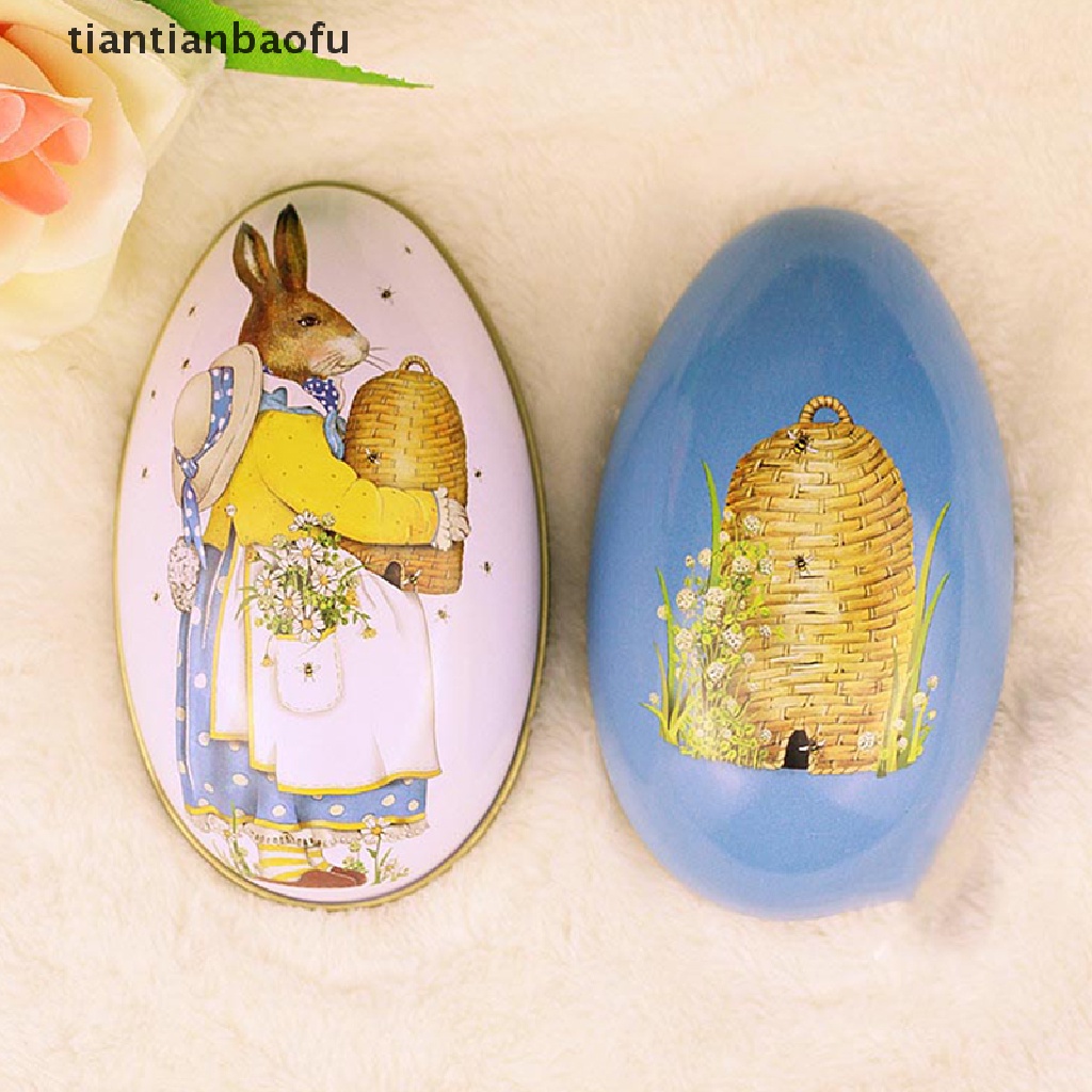 [tiantianbaofu] Easter Box Candy Tins Boxes Gift Cookie Storage Tinplatelids Telur Toples Butik