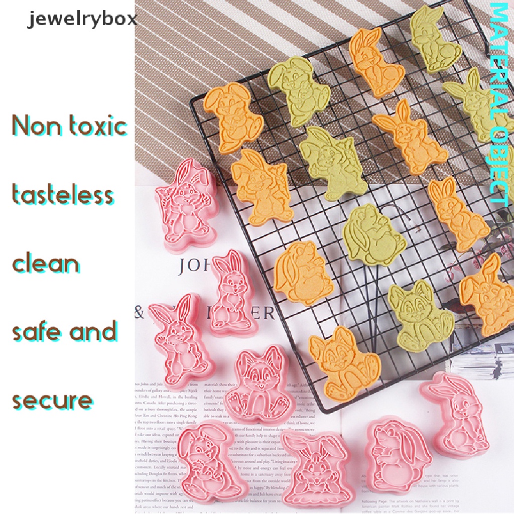 [jewelrybox] 8pcs/set Cetakan Kue Kering Paskah 3D Kelinci Kartun Bunny Alat Baking Butik