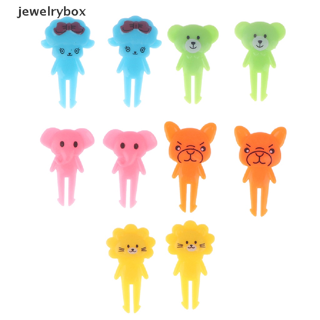 [jewelrybox] 7per8/10pcs Kartun Mini Garpu Buah Animal Farm Mini Cartoon Fruit Fork Food Fork Butik