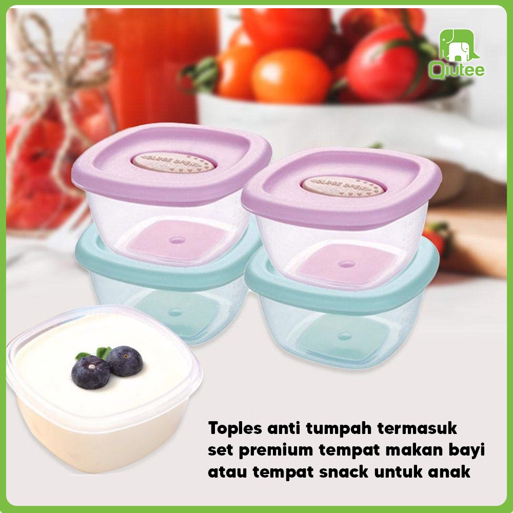 One Set Satu Set isi 4pcs Penyimpanan Mpasi Bayi / Wadah Mpasi Bayi / Wadah Makanan Bayi Baby Food Container Food Grade Aman Dipakai Berulang