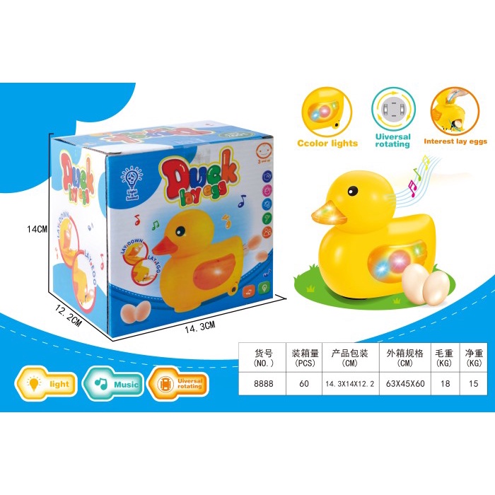 MAINAN ANAK BEBEK TELUR LUCU ANIMAL LAY EGGS DUCK BUMP N GO BESAR KADO