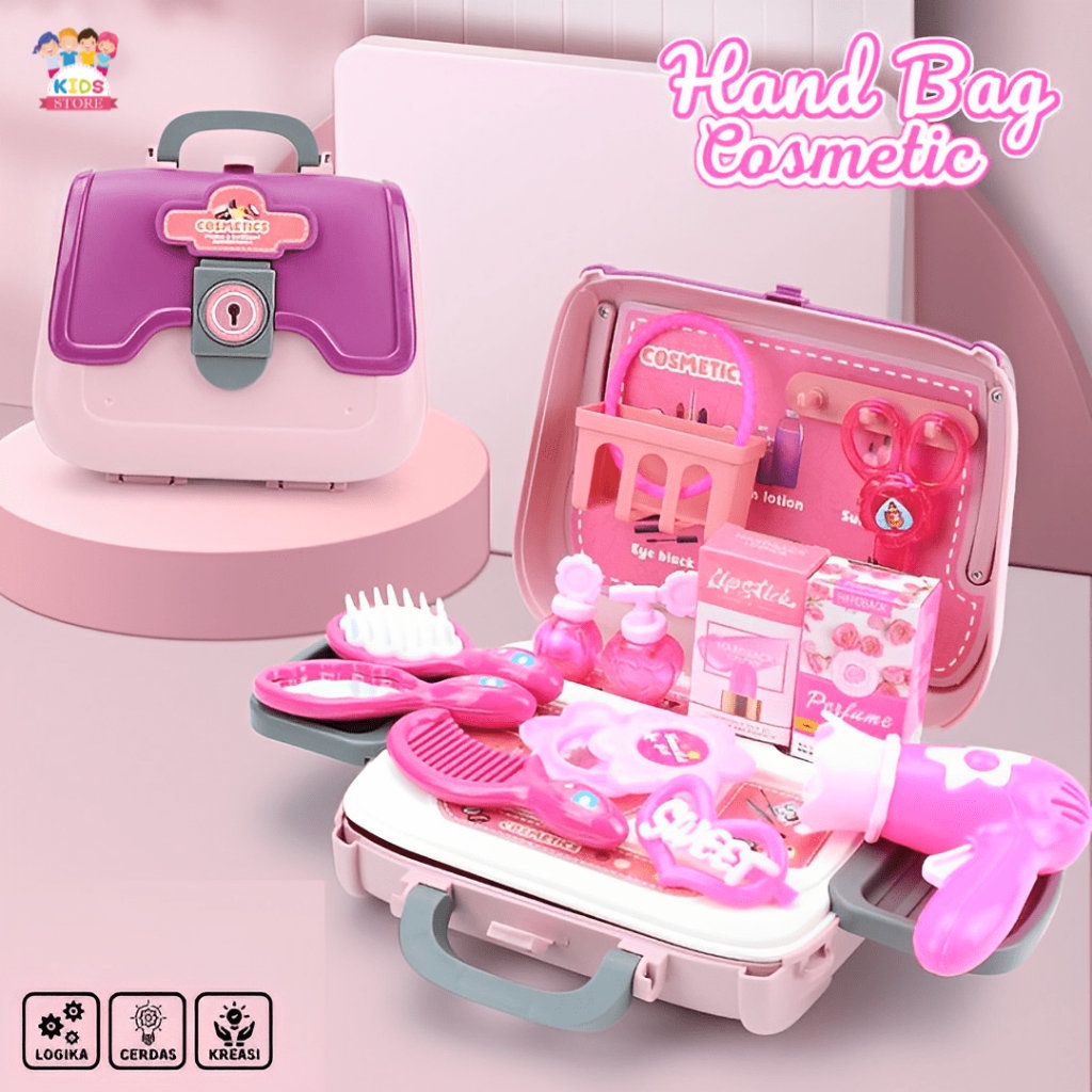 2in1 Hand Bag Cosmetic Mainan Makeup Set Anak Perempuan | Kado Ulang Tahun Anak Cewek 3-4-5-6 Tahun Terbaru 2023