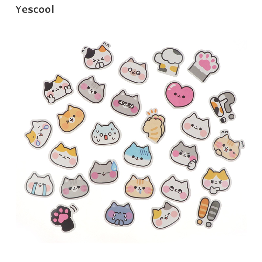 Yescool 45Pcs Kucing Lucu Stiker Vinyl Decals Hewan Kitten Sticker Untuk Botol Laptop Komputer Telepon DIY Diary Scrapbooking Dekorasi ID