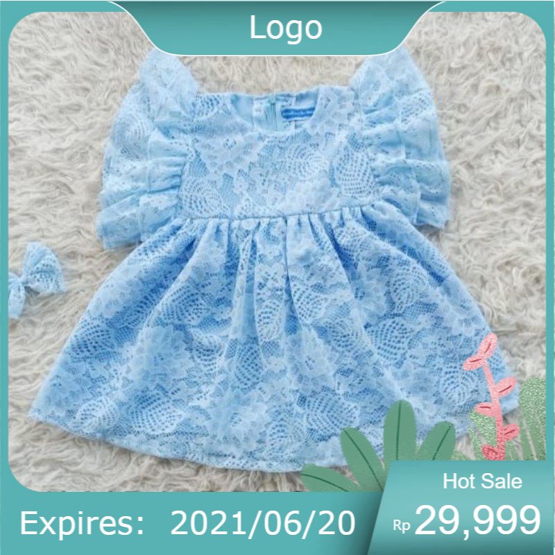 DRESS ANAK & DEWASA KHAIRA WARNA FROZEN (BIRU PUCAT)