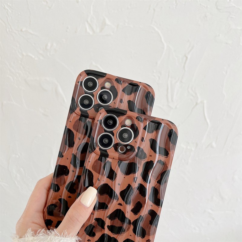 Fashion！Vintage Brown Leopard Print Soft Case iP iPhone 11 12 13 14 + Plus Pro Max FTD IMD Casing Apple