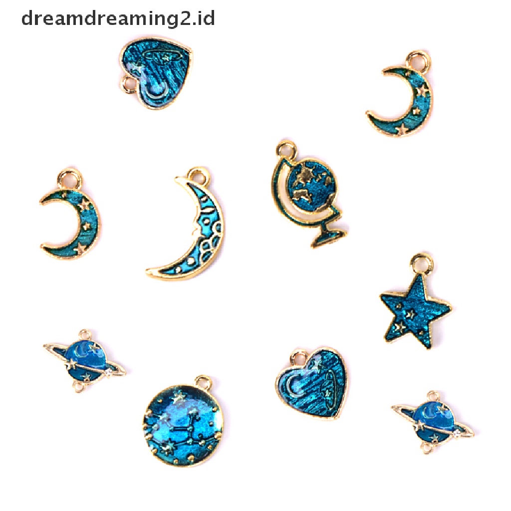 (hot) 10pcs/set Enamel Alloy Universe Series Ch Liontin Perhiasan Temuan Kerajinan DIY//