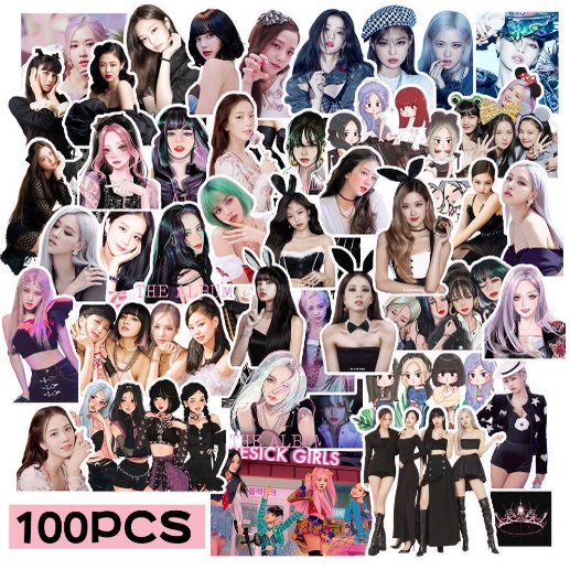 100pcs Blackpink Rose Lisa Album Idol Collection Stiker Foto Anti Air Jisoo Jennie Rose Lisa Blink BP Blackpink