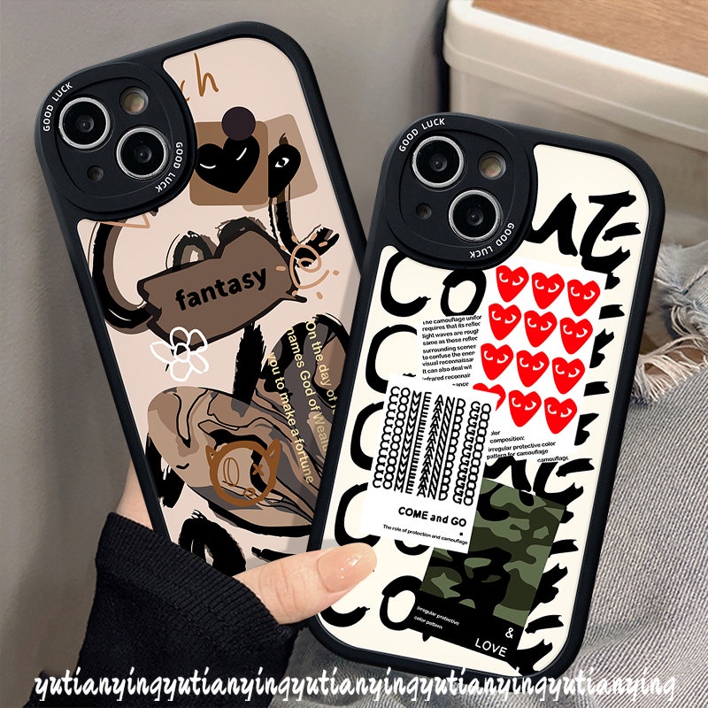 Graffiti Cinta Hati Comme des Garcons Case Realme C53 C31 C30s C55 C12 C21Y C11 C25Y C35 C30 C15 5 9i 6i 10 Pro 10Pro+ C17 C17 6 8i 8 8 5i 7i 6s C21 GT C3 C25s C20 Soft Sarung Tpu