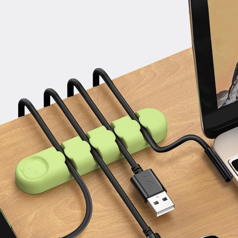 Handphone Komputer Laptop Earphone Data Line USB Fixer Wire Winder Cable Organizer Desktop Silikon Merapikan Manajemen Kabel Holder